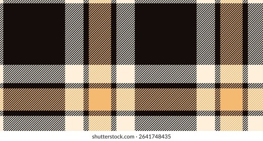 A seamless black and beige tartan plaid pattern with bold and elegant tones, perfect for sophisticated textiles, decor, and fashion designs