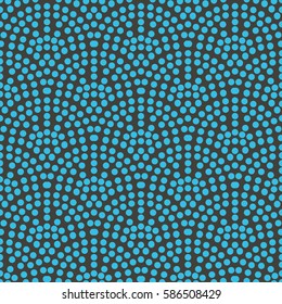 Seamless black and blue dotted classic oriental fish scale textile pattern vector