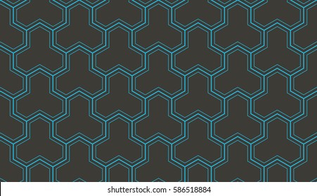Seamless black and blue enhanced japanese trilateral pattern vector