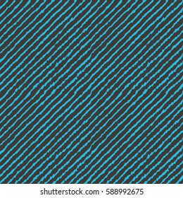 Seamless black and blue ikat diagonal lines hand drawn endless textile pattern vector