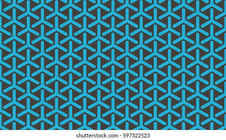 Seamless black and blue isometric overlapping tridents pattern vector