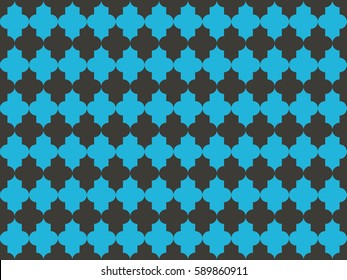 Seamless black and blue moroccan chic mod op art islamic pattern vector