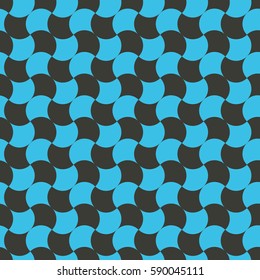 Seamless black and blue op art diagonal illusion scales pattern vector