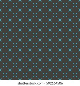 Seamless black and blue stitched cross vintage japanese sashiko pattern vector