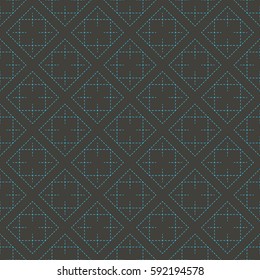 Seamless black and blue traditional Japanese sashiko stitched textile squares pattern vector