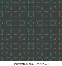Seamless black and blue traditional Japanese sashiko stitched textile geo pattern design vector