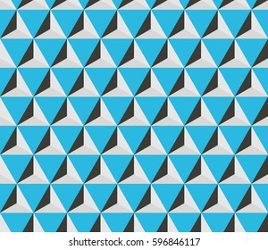 Seamless black blue and white hexagonal triangles op art illusion pattern vector