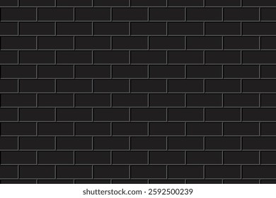 Seamless black brick wall pattern with a modern and industrial look. Perfect for backgrounds, textures, wallpapers, architecture, construction themes, and interior designs.