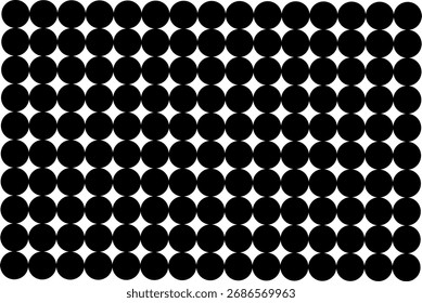 Seamless black circle pattern on white background. Modern geometric polka dot design perfect for fabric, wallpaper, wrapping paper, and digital backgrounds.
