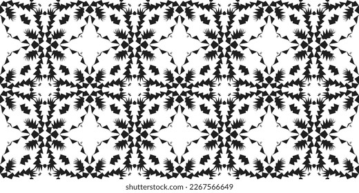 Seamless black color abstract floral pattern, Seamless abstract floral pattern background, editable pattern