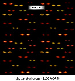Seamless black color scary eyes glow in the dark, Halloween holiday, horror design, scare.