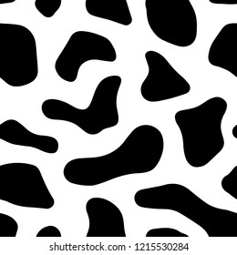 Seamless black cow spots pattern. Vector illustration.