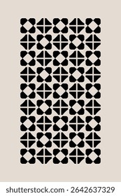 Seamless black and cream mid century modern geometric pattern for backgrounds, fabric design, home decor.