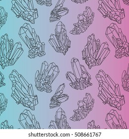 Seamless black crystals pattern pink and violet