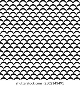 Seamless black curve pattern, repeating white vector texture, for background, festival and fabric pattern.