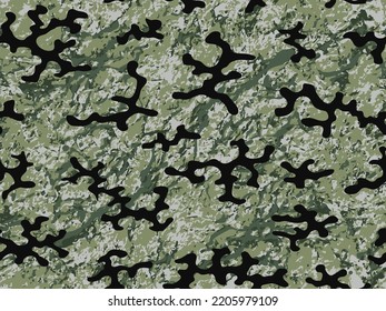 Seamless Black Fashion Vector Combat Fabric.  Brown Repeated Colorful Graphic Military Print. Green Seamless Monochrome Vector Army Textile. Repeated Dark Graphic Camouflage Wallpaper. 