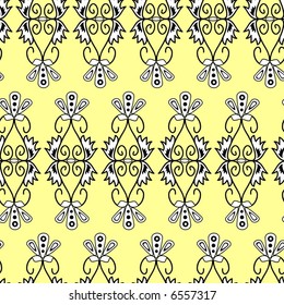 Seamless black floral vector pattern