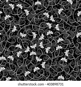 seamless black floral wallpaper pattern