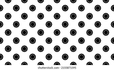 Seamless Black Flower Pattern on White Background.