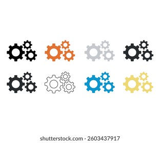 Seamless Black Gear Icons for Engineering and Machinery Themes