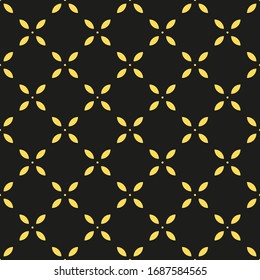 Seamless black and gold abstract petals geometric textile pattern vector