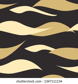Seamless black and gold abstract waves geometric pattern vector