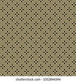 Seamless black and gold diagonal vintage op art plaid pattern vector