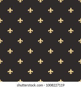 Seamless black and gold Fleur de Lis vintage classic textile pattern vector