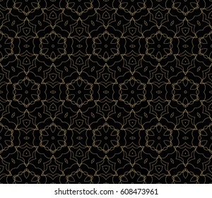 Seamless Black Gold Floral Pattern Vector Stock Vector (Royalty Free ...