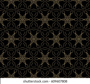 Seamless black, gold floral pattern. vector illustration. purple color. For design, wallpaper, background fills, fill, card, banner, flyer. Ethnic ornament