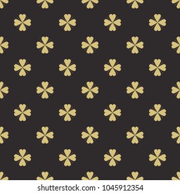Seamless black and gold four leaf clover textile pattern vector
