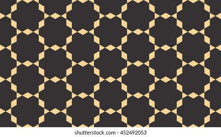 Seamless black and gold hexagonal isometric ornate pattern vector