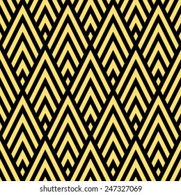 Seamless Black And Gold Rhombic Chevrons Art Deco Pattern Vector