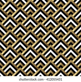 Seamless black and gold square art deco pattern vector