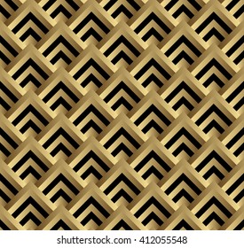 Seamless black and gold square art deco pattern vector