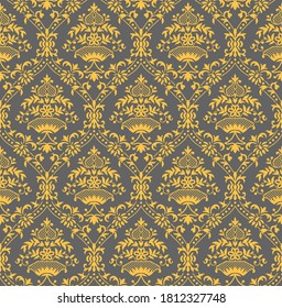 Seamless black and gold Victorian vintage pattern vector for wall paper, texture, interior,  ceramic tiles, sun mica.
