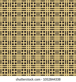 Seamless black and gold vintage classic rectangle plaid pattern vector