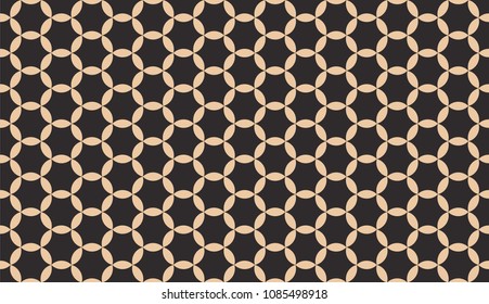 Seamless black and gold vintage hexagonal floral petal circular textile pattern vector