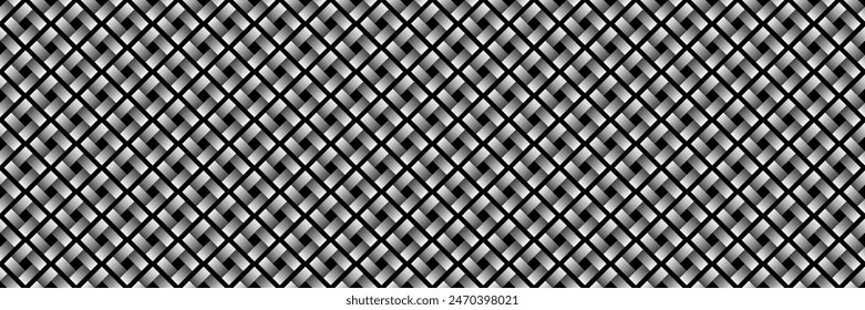 Patrón de cuadrícula de metal degradado negro sin costuras con diseño retro vintage. para fondo negro