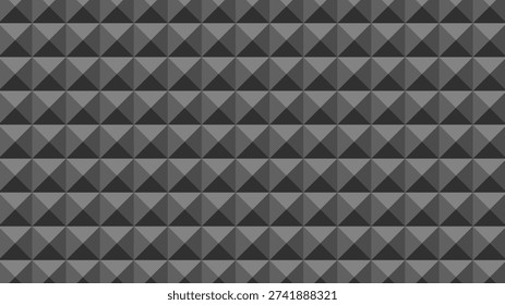 Seamless black and gray geometric triangle mosaic pattern. Abstract square tile background with overlapping shapes, grid structure and diagonal composition. Modern vector design.