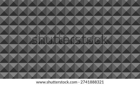 Seamless black and gray geometric triangle mosaic pattern. Abstract square tile background with overlapping shapes, grid structure and diagonal composition. Modern vector design.
