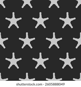 A seamless black and gray pattern featuring soft five-point star shapes arranged in a grid on a dark background, creating a minimalist and modern visual.