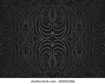 Seamless black and gray vintage texture. Vector Pattern for design of curtains, wallpaper and your creativity