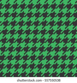 Seamless black and green classical retro pixel houndstooth pattern vector