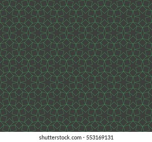 Seamless black and green islamic floral hexagonal pattern vector