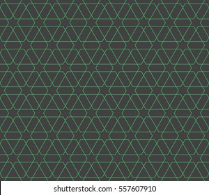 Seamless black and green islamic hexagonal star pattern vector