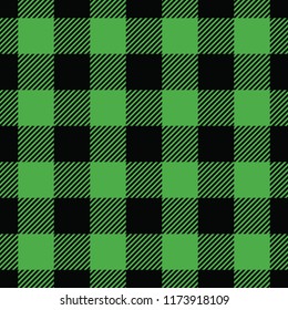 Seamless black and green lumberjack plaid check textile pattern vector