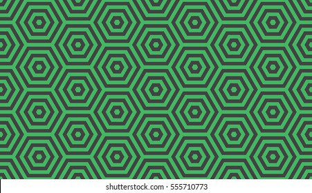 Seamless black and green op art hexagon illusion pattern vector