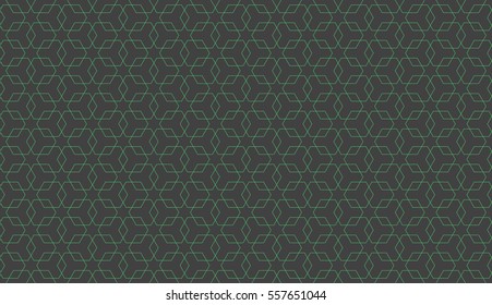 Seamless black and green overlapping hexagons pattern vector