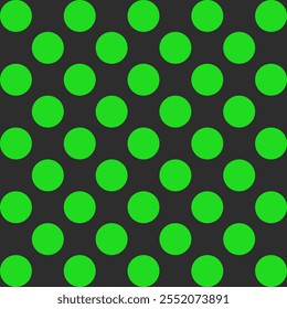 Seamless black and green polka dot pattern. Round circles in modern style. Geometric abstract vector design for print on textile. Minimalistic retro concept